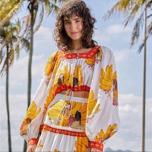 FARM rio - Off-white mermaid bananas crop top - NWT